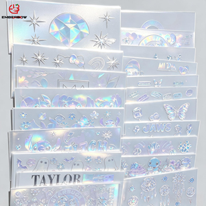 EBB Holographic PET Sticker Sheet Rectangular UV Printed Cartoon Design Gift Craft <b>Label</b> Decal Shiny Waterproof Tumbler Wrap - Product Image 1