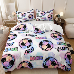 Customised <strong>Football</strong> <strong>Duvet</strong> <strong>Cover</strong> 3 Piece Microfiber Fabric 500TC Bedding Set for Home &amp; Hotel Use - Product Image 6