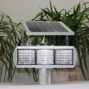 Solar Led Warning <b>Light</b> Flashing Red Blue Aluminum <b>Pole</b> Mount Ip65 Traffic Safety Lamp - Product Image 2