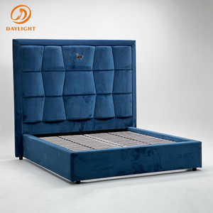 Letto di Design in Legno Massello di Lusso, Moderno Letto Imbottito <span class=keywords><strong>King</strong></span> <span class=keywords><strong>Size</strong></span> con Testiera Alta, Set Completo, Produzione e Vendita all'Ingrosso - Product Image 3