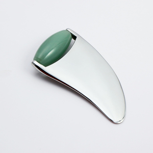 Couleur personnalisée 100% rouleau de jade naturel planche à gratter le visage poignée de conseil Gua Sha rouleau de quartz rose 2-en-1 outil de soin de la peau du visage - Product Image 6