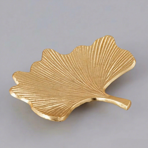 Nouvelle arrivée, plateau en aluminium moulé avec motif de feuilles, plateau décoratif en aluminium pour servir les aliments, plateau de service pour table à manger - Product Image 1