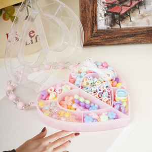 Diy Jewelry Set Heart Shape Acrylic <b>Plastic</b> <b>Beads</b> Baking Paint Process For Crafting Bracelets Necklaces Kids Craft Kit - Product Image 1