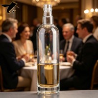 Bouteille de whisky ronde écologique de 1000 ml de haute qualité avec bouchon à vis, sérigraphie, emballage en gros pour vin mousseux