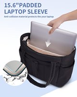 Sac pour ordinateur portable multifonctionnel pour femmes avec fermeture à glissière, design matelassé, porte-gobelet et compartiment pour ordinateur portable