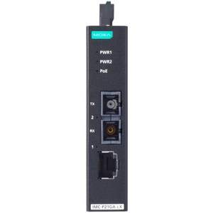 Convertidor Ethernet a Fibra Óptica Moxa IMC-P21GA-G2-LX-SC 10/100/1000Base-T a 1000Base-LX Monomodo para Uso Industrial - Product Image 1