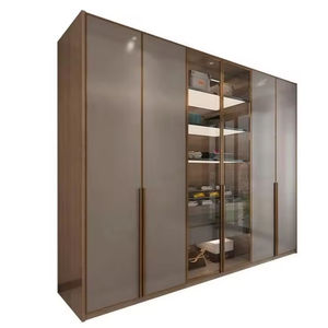 <span class=keywords><strong>Armoire</strong></span> à chaussures et penderie autoportantes sur mesure de style moderne avec profil doré pour salon - Product Image 4