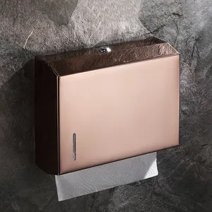 Otel lüks duvara monte metal su geçirmez kare paslanmaz çelik tuvalet kağıdı kutusu kağıt tutucu altın kağıt havlu dağıtıcıları