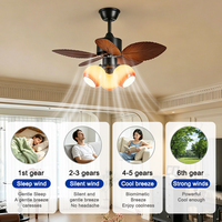 Ventilateur de plafond décoratif moderne pour chambre à coucher, à montage en surface, avec moteur DC 6 vitesses, en forme de feuille de palmier, avec lumière LED et télécommande, produit OEM ODM