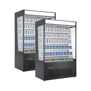 1 Meter Commercial Supermarket Merchandising Refrigerated Display Fridge Multideck Open Chiller For Milk Beverage Cooler