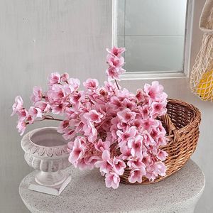 Branches de fleurs de pêcher artificielles en soie rose, haute simulation, pour décorations de mariage et de maison - Product Image 3