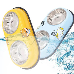 Qbellpet üreticileri toptan renkli sevimli baskı özelleştirilebilir lüks kişiselleştirilmiş Pet paslanmaz çelik köpek çift yiyecek kasesi - Product Image 4