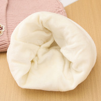 Bonnet en tricot jacquard style coréen automne/hiver avec motif ours, mélange de laine, doublure polaire extra-épaisse pour femme adulte