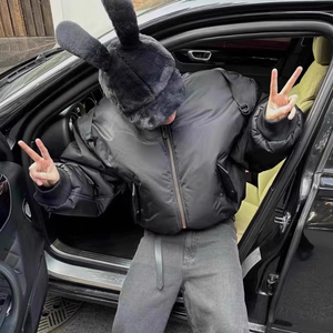 Giacca Bomber Personalizzata Streetwear da <span class=keywords><strong>Uomo</strong></span> in Nylon <span class=keywords><strong>Nero</strong></span>, Giacca Oversize in Nylon Satinato per Donna, Piumino Spesso - Product Image 1