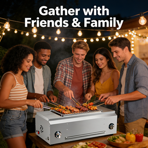 Parrilla de Barbacoa Eléctrica Comercial Multifuncional de Sobremesa, Parrilla de Barbacoa de Gas de Acero Inoxidable con Piedra Volcánica - Product Image 6