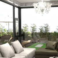 Ventana panorámica con vista grande personalizada, diseño moderno de ventana de vidrio fijo de aluminio francés vidriado templado doble para la venta