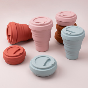 Tasse à eau en silicone pour bébé et tout-petit, portable et pliable, tasse à café résistante à la chaleur, tasse de voyage pliable avec couvercle pour adulte - Product Image 3