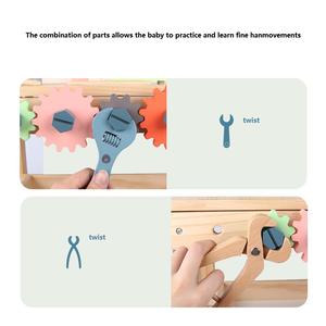 โต๊ะเครื่องมือไม้ใหม่สำหรับเด็กชุดเกมเลียนแบบชุดประกอบถอดน็อตเครื่องมือช่างไม้จำลองของเล่นเพื่อการศึกษา - Product Image 3