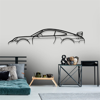 Décoration suspendue d'intérieur de maison de style simple Art mural de garage Silhouette de voiture de sport noire en métal
