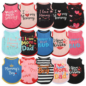 Gilet pour <span class=keywords><strong>chien</strong></span> en polyester XS de style européen et américain à haute élasticité 'Free Kisses' and 'Love Mom Dad' Printed Stripe Pet Clothes - Product Image 5