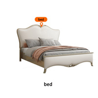 Lit double en chêne massif de style chinois MAI WILL avec tête de lit éclairée, chambre moderne minimaliste, rangement haut avec coffre
