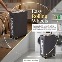 Panier à linge moderne pliable et étanche avec roulettes, type sur pied