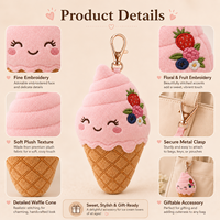 Porte-clés en peluche Anime Ice Cream, en polyester doux et rembourré de coton PP, taille 11-30 cm, pour sacs et cadeaux, enfants, adultes, unisexe, occasions de fête