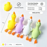 Jouet Squishy en TPR Doux en Forme de Canard, Animal en Caoutchouc Coloré Anti-Stress, Gadget Fidget