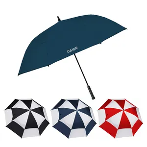 Özel Logo Golf şemsiyesi otomatik rüzgar koruyucu şemsiye büyük çift gölgelik Golf şemsiyesi yağmur için