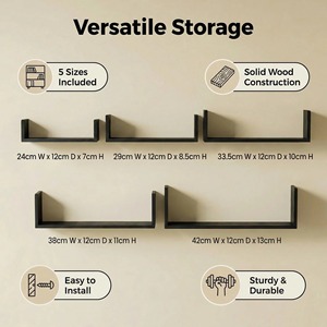 <b>Wall</b> <b>Mounted</b> Storage Rack Rectangle 5 Layers Simple Decorative <b>Shelf</b> For Living Room Bedroom Kitchen Organization - Product Image 5