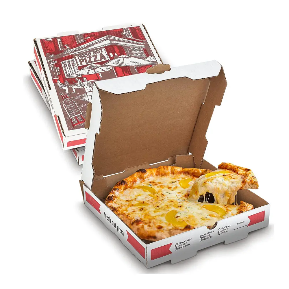 6 7 8 10 12 16 inch wholesale custom logo prices pizza box supplier size Paper Packaging black kraft pizza box