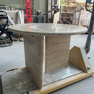SW pietra OEM/ODM lucidato naturale travertino rotondo piani del tavolo travertino romano cucina sala da pranzo <span class=keywords><strong>mobili</strong></span> - Product Image 5