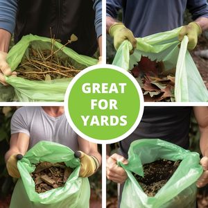 Compostable 50-55 Gallon Flat-Top Trash Bags, Heavy Duty Extra Thick <b>Large</b> Lawn & Yard Waste Bags, ASTM D6400, BPI - Product Image 6