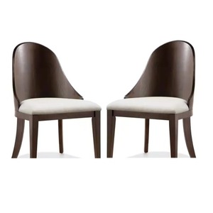 OEHOME DB Lot de 2 chaises de salle à manger modernes du milieu du siècle, capitonnées, dossier tonneau, finition bois de noyer brun, pour salon, maison, bureau - Product Image 2
