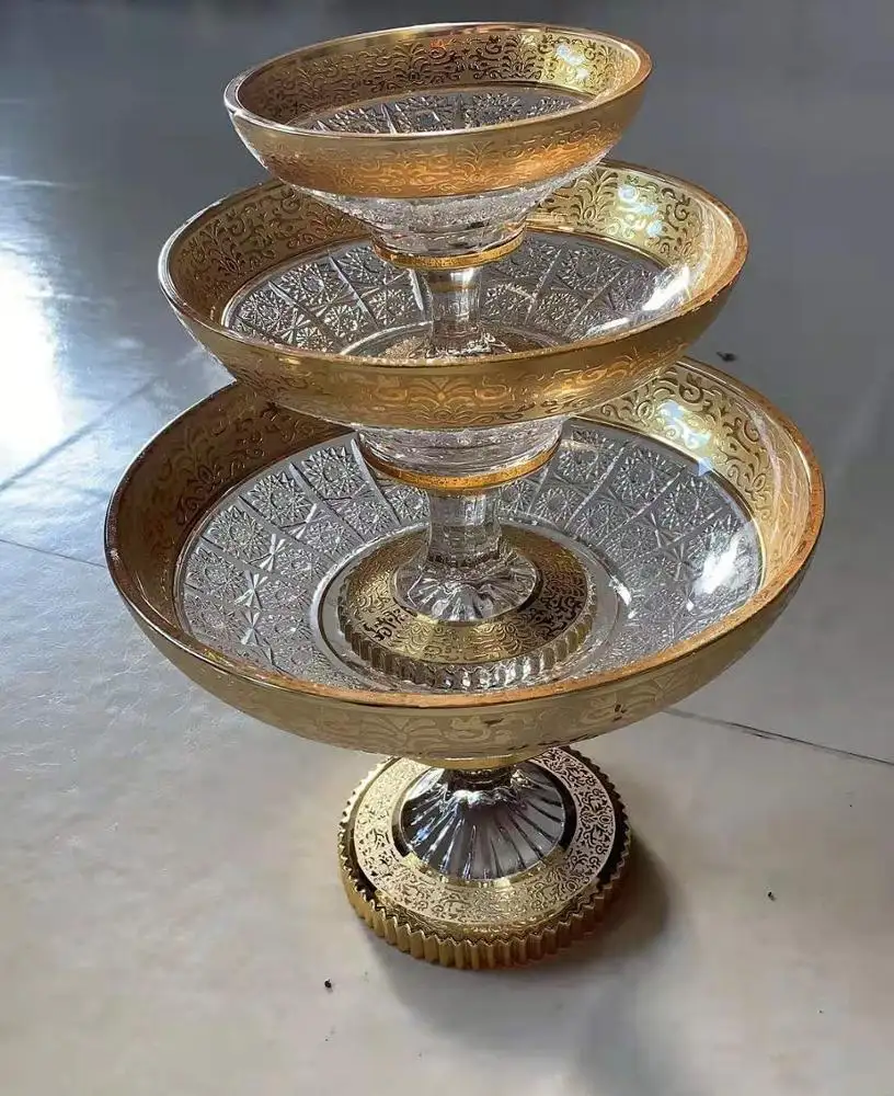 Uzbekstan Stijl Gold Plating Bohemen Serie Populaire Goud Glas Fruitschaal