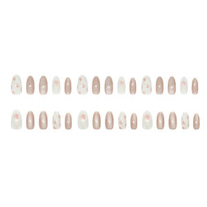 Vente en gros 24 pièces rouge brun Ombre oeil de chat tulipe conception presse sur colle faux <span class=keywords><strong>ongles</strong></span> pour femmes ABS 24 pièces amande doigts amovibles - Product Image 5