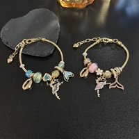 Accessoires : Bracelet à breloques en chaîne serpent dorée, queue de sirène ballerine, coquillage cauris, bracelet perlé DIY, bijoux de danse tendance pour filles