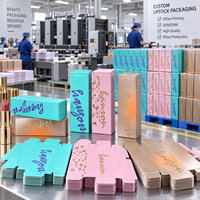 Boîte d'emballage personnalisée pour rouges à lèvres et brillants à lèvres en carton ivoire auto-élevable avec logo en relief, impression UV et dorure