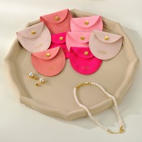 Nouveauté Coffret Magnétique Boîte Pliable Tiroir Logo Personnalisé Microfibre Rose Boucle Métallique Ovale Sac Pochette à Bijoux Ensemble Emballage Cadeau