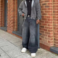 EIDEO OEM ODM Fabricants de logos personnalisés, Pantalons en jean vintage délavés, coupe ample, style stack, jambe large, grande taille, baggy, pour hommes
