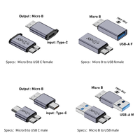 Carcasa de aleación de aluminio de alta eficiencia tipo C macho a Micro B hembra adaptador 10Gbps conector de transferencia adecuado para PC Notebook