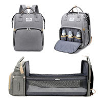 Sac à dos de maternité portable et pliable 2026, grande capacité, multifonctionnel, avec bretelles courbées, respirant, en nylon, fermeture éclair, pour femme