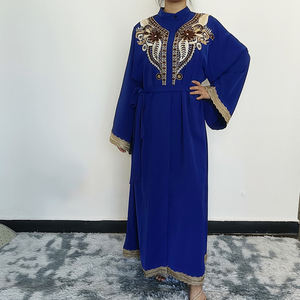 R-55新款伊斯兰阿巴亚连衣裙阿拉伯女士长袖奈达面料手工蕾丝女性穆斯林现货 - Product Image 2