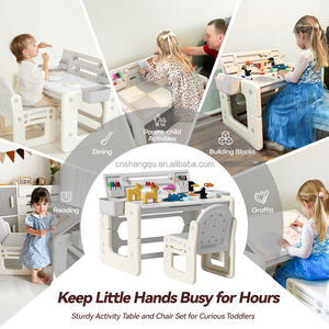 Çocuk ayarlanabilir okul öncesi eğitici oyuncaklar plastik 2 in 1 boyama çocuklar için eğitim masası çizim beyaz tahta masa yürüyor - Product Image 2