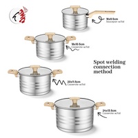 Ensemble de casseroles et poêles en acier inoxydable de forme droite, personnalisable par l'usine OEM, avec couvercle en verre plat