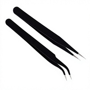 ASAP Pince à épiler de précision pour cils en acier inoxydable noir mat thermolaqué, pointe lisse, longueur 10 mm, motif cœur, marque privée - Product Image 1