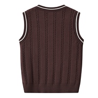 Nouveaux hauts sans manches en tricot torsadé 100 % polyester, style preppy à col en V pour garçons et filles, collection automne/hiver – Vente en gros