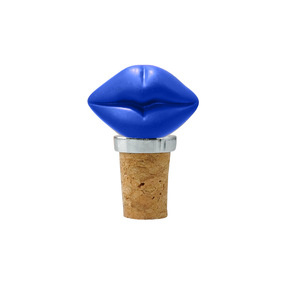 Blue Lip Cork Stopper Wine Bottle Sealing Plug Champagne Red Wine Spirits Stopper Wooden With Silver Ring - Product Image 1