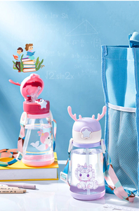 Vaso Infantil Creativo con Diseño de Cuernos de Ciervo, con Pajitas Térmicas, Material PS, Portátil, Antiderrames, Botella de Agua para Exteriores - Product Image 2