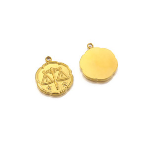 Colgante de Oro de 18K con Signo Zodiacal en PVD |   Medallón de las 12 Constelaciones para la Creación de Joyería DIY |   Impermeable, Hipoalergénico y Resistente a la Decoloración - Product Image 3